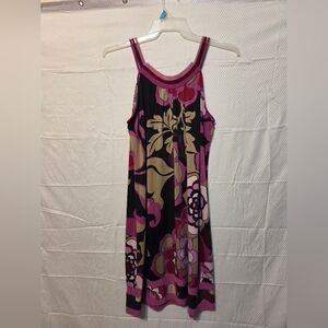 Floral Sleeveless Dress in Pink and Black